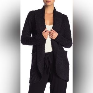 Honeydew fuzzy heather gray shawl collar cardigan